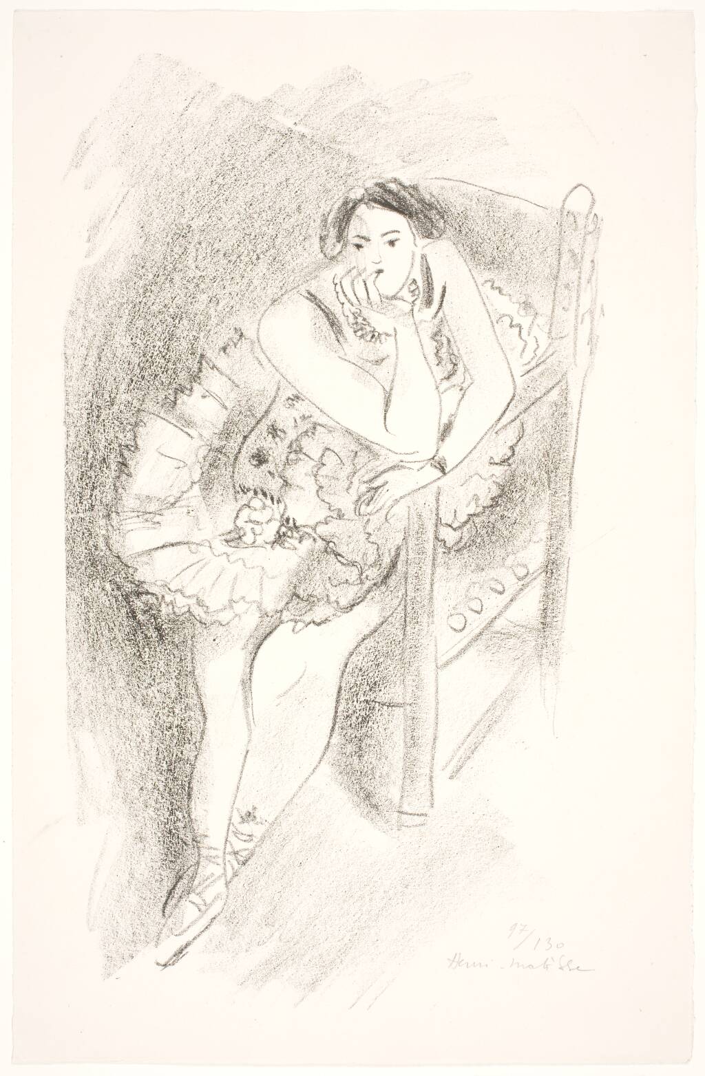 Danserinde, siddende i en stol med hovedet understøttet af sin hånd by Henri Matisse