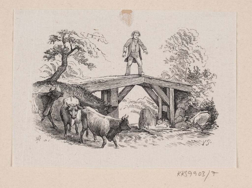 Illustration til "Store Claus og lille Claus" i H.C. Andersen, "Eventyr og Historier", Bind 1 by H.P. Hansen