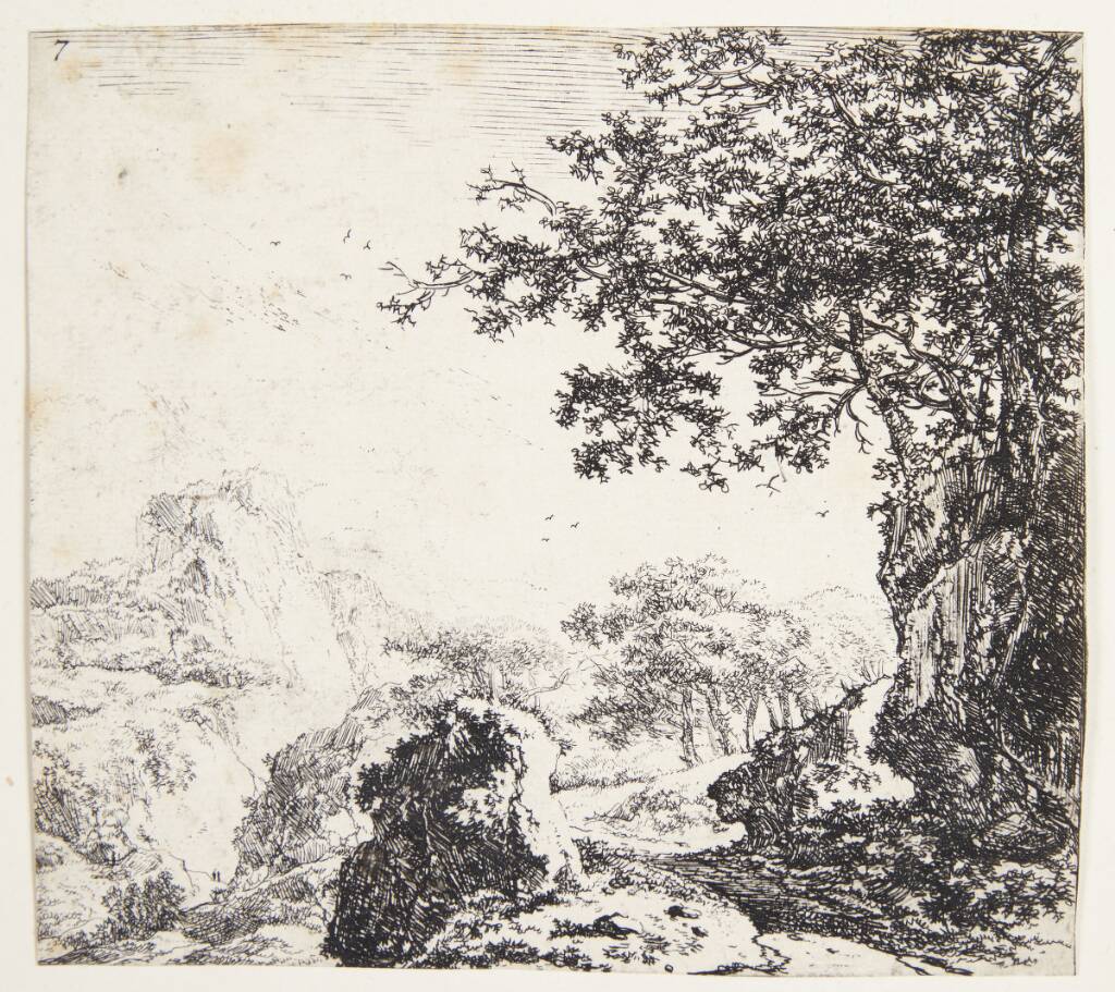 Bjergrigt landskab med en vej by Herman Naiwincx