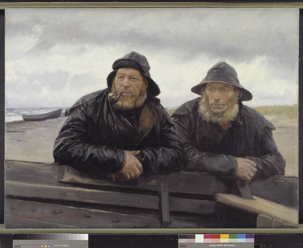 To fiskere ved en båd by Michael Ancher